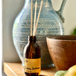 Load image into Gallery viewer, Sicilian Sunbeam Room Diffuser. SIcilian Sunbeam Italian Summer Candle. Great diffuser for Summer time. Really romantic frgarance with Neroli, Mandarin and Basil. Hand poured soy derived diffuser made of natural ingredients. Perfect for summer time scenting. Room filling diffuser with 6 natural rattan reeds and comes in a beautoful presentation box, which features wild flowers and animals on it. Cottage core in its sttyle, it is perfect for nature lovers. Yellow diffuser.