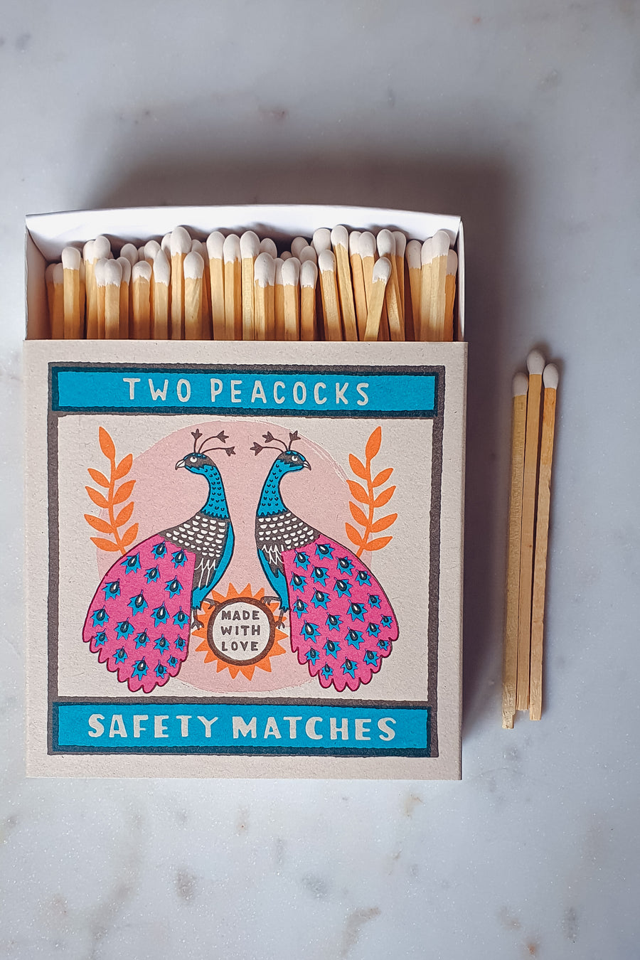 Peacock Luxury Letterpress Match Box