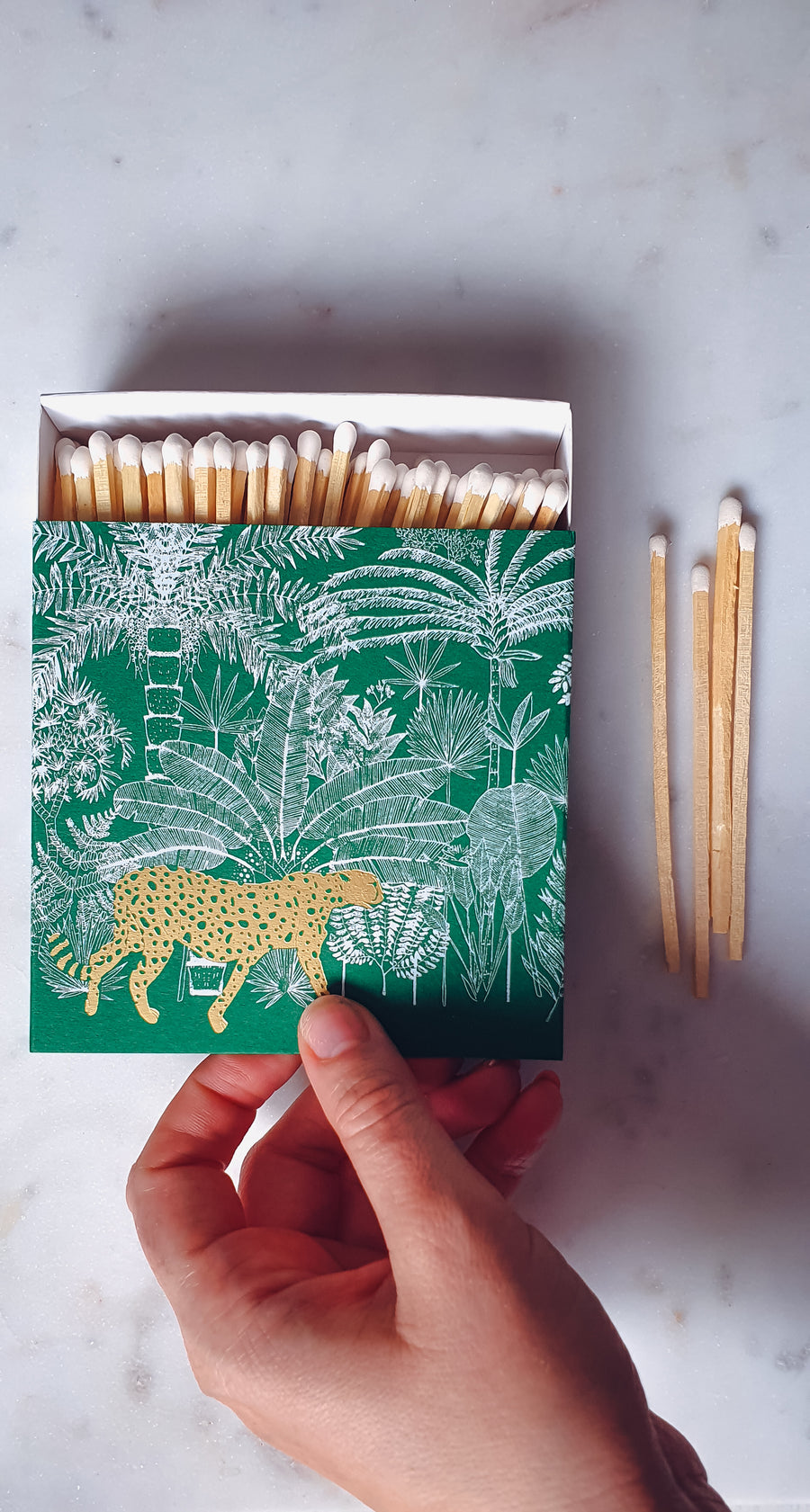 Green Cheetah Luxury Letterpress Match Box