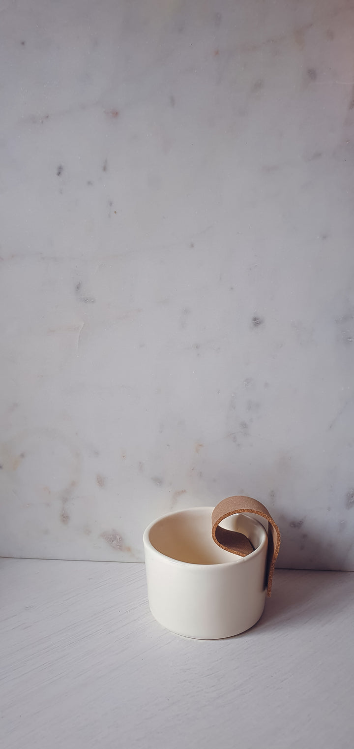 Elegant Ceramic Tea Light Holder with Leather Strap