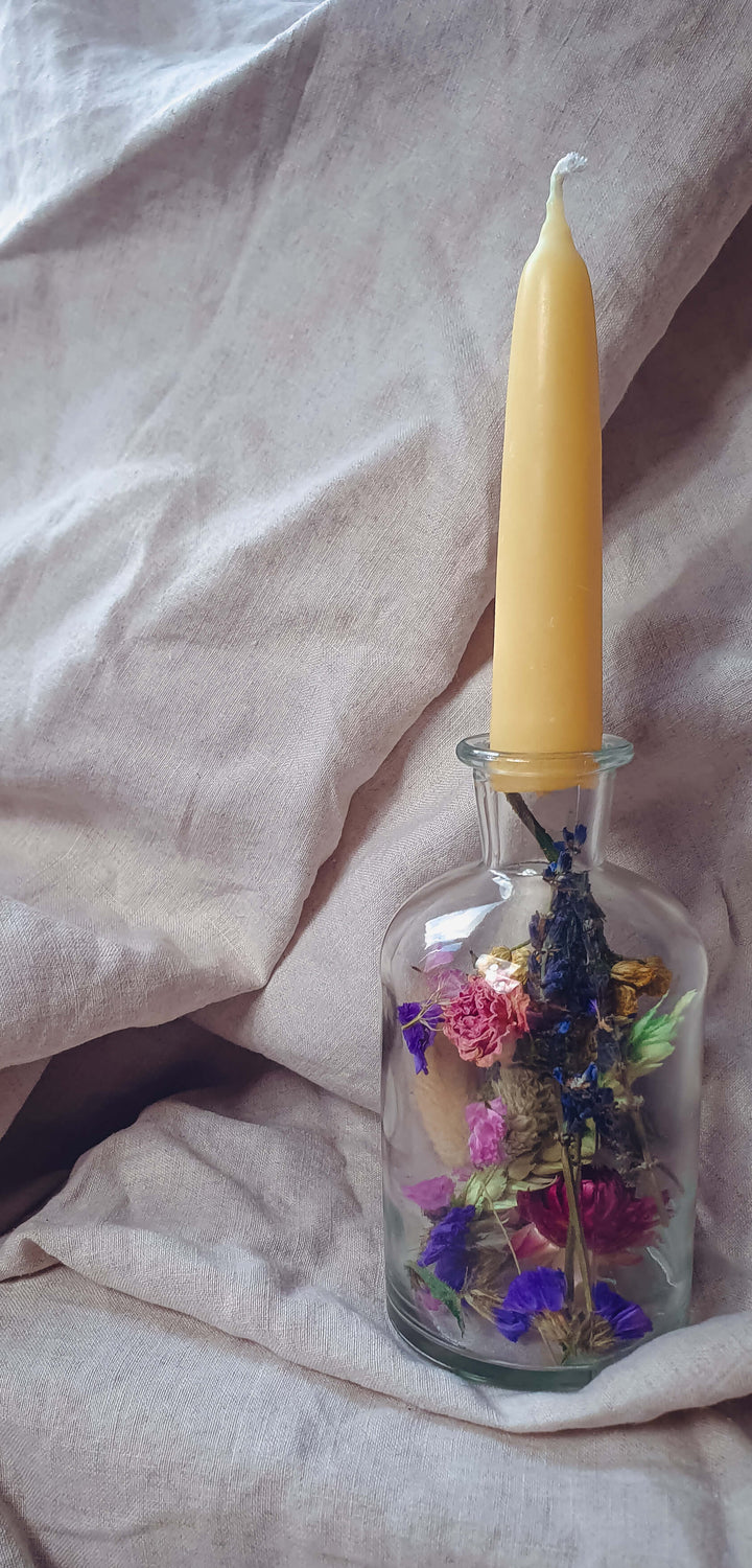 Wildflower Filled Vases and Candle