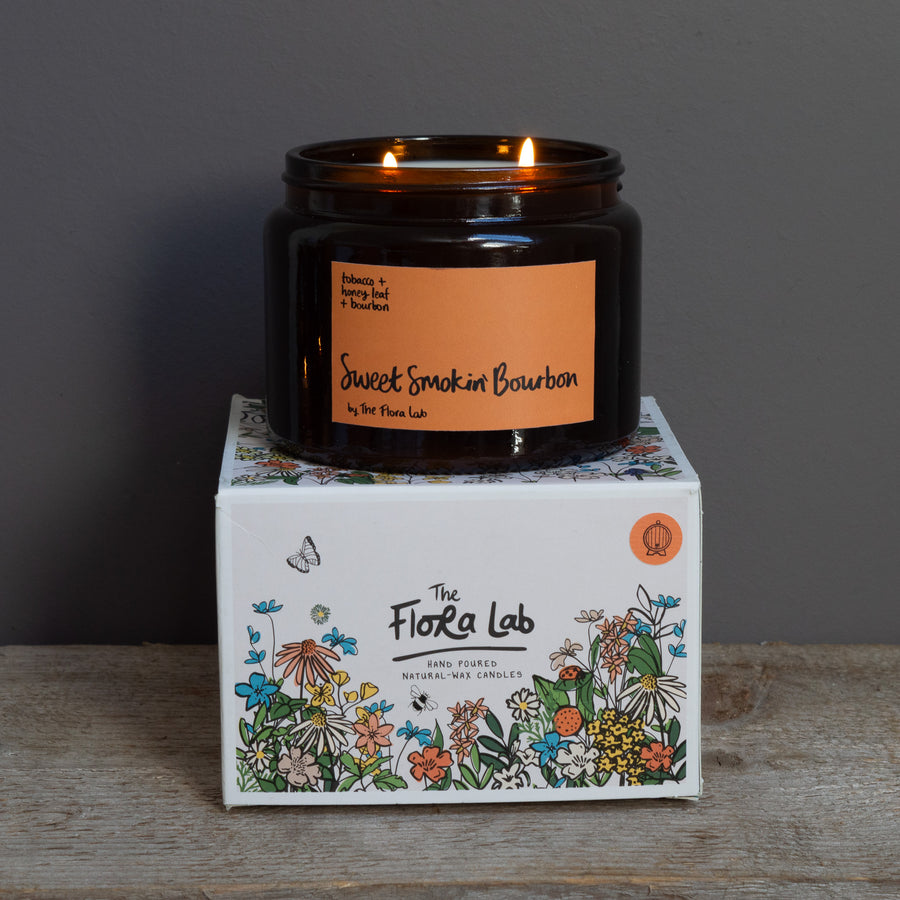 <b>Sweet Smokin' Bourbon Soy Wax Candle</b> <br> Tobacco + Honey Leaf + Bourbon