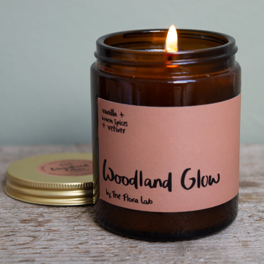 <b>Woodland Glow Soy Wax Candle</b> <br> Vanilla + Warm Spices + Vetiver