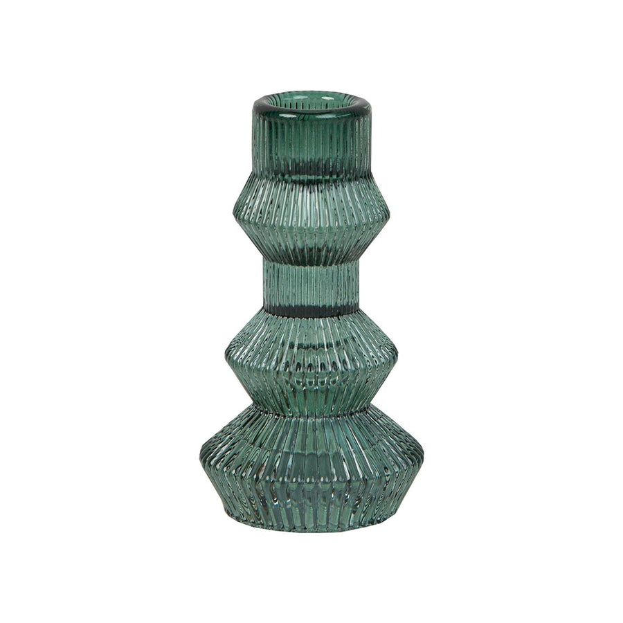 Candlestick Holders | Ribbed Glass