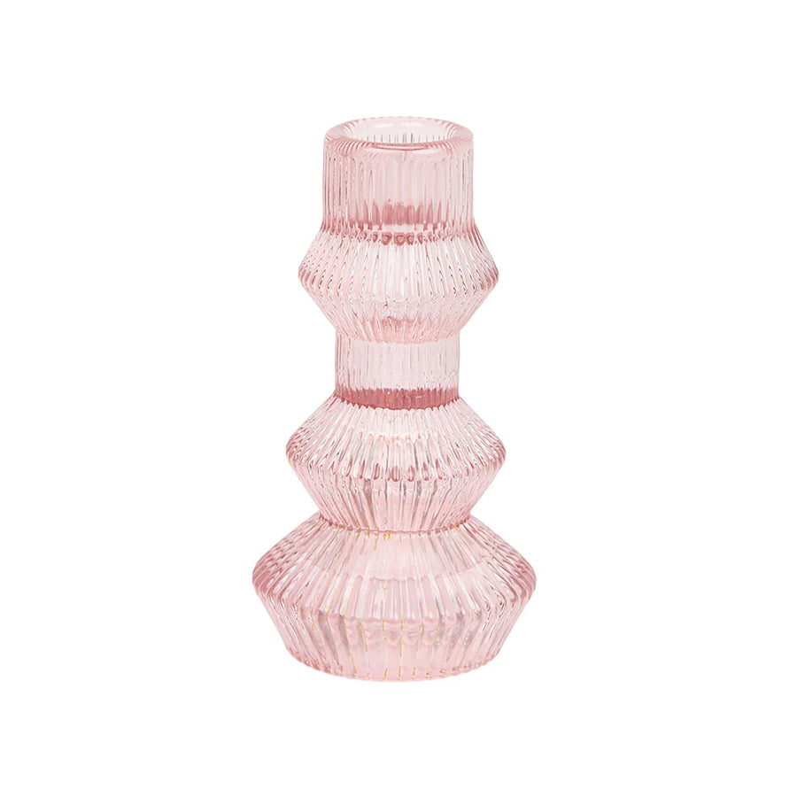 Candlestick Holders | Ribbed Glass