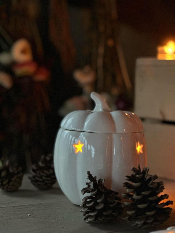 Pumpkin Wax Melt Burner with soy wax melts and soy tealights 