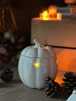 Pumpkin Wax Melt Burner with soy wax melts and soy tealights 