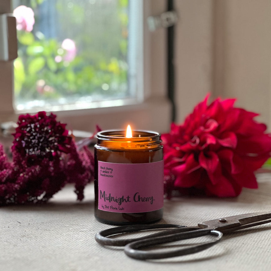 <b>Midnight Cherry Soy & Coconut Wax Candle</b> <br> Black Cherry + Amber + Frankincense