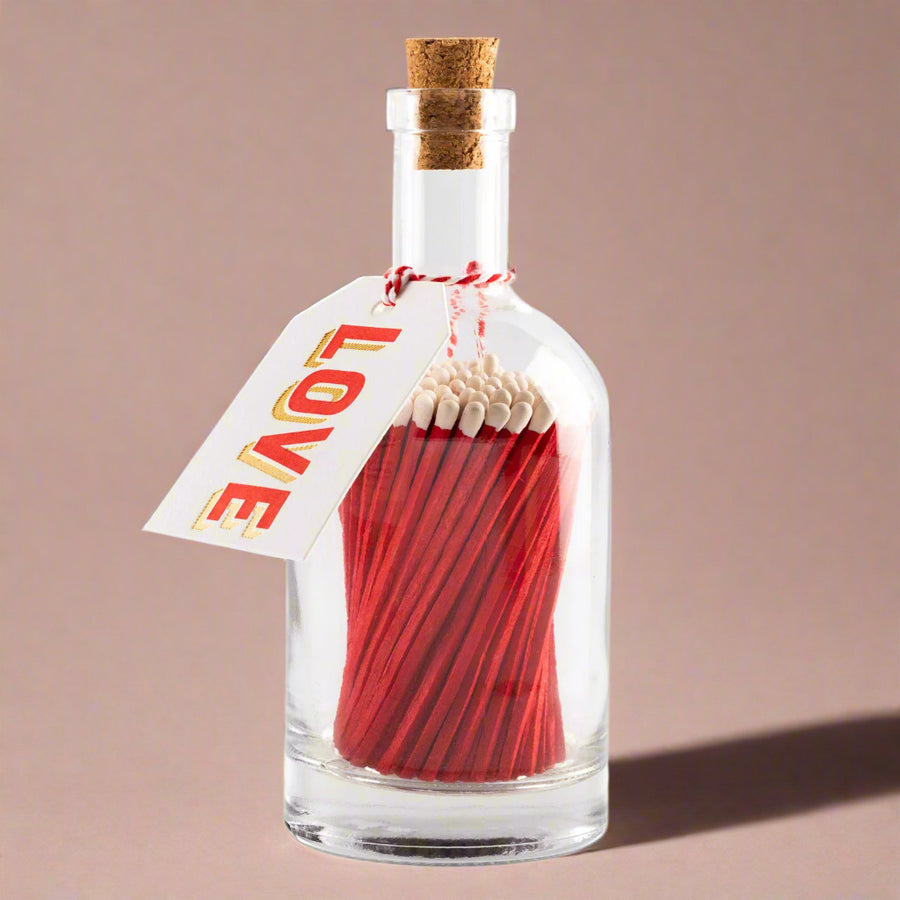 Glass Bottle Of Matches - Love Tag
