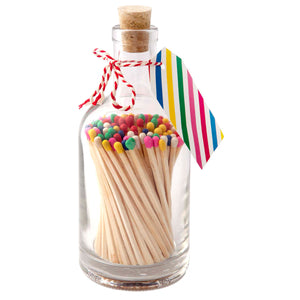 Multi coloured glass bottle of matches 