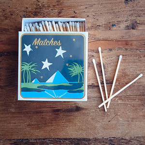 Letterpress matches featuring a mountain and some stars. these are called The Traveller Match Box 