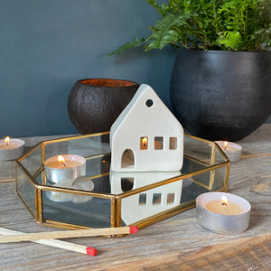 Large Porcelain House Tea Light Holder | Handmade in the UK